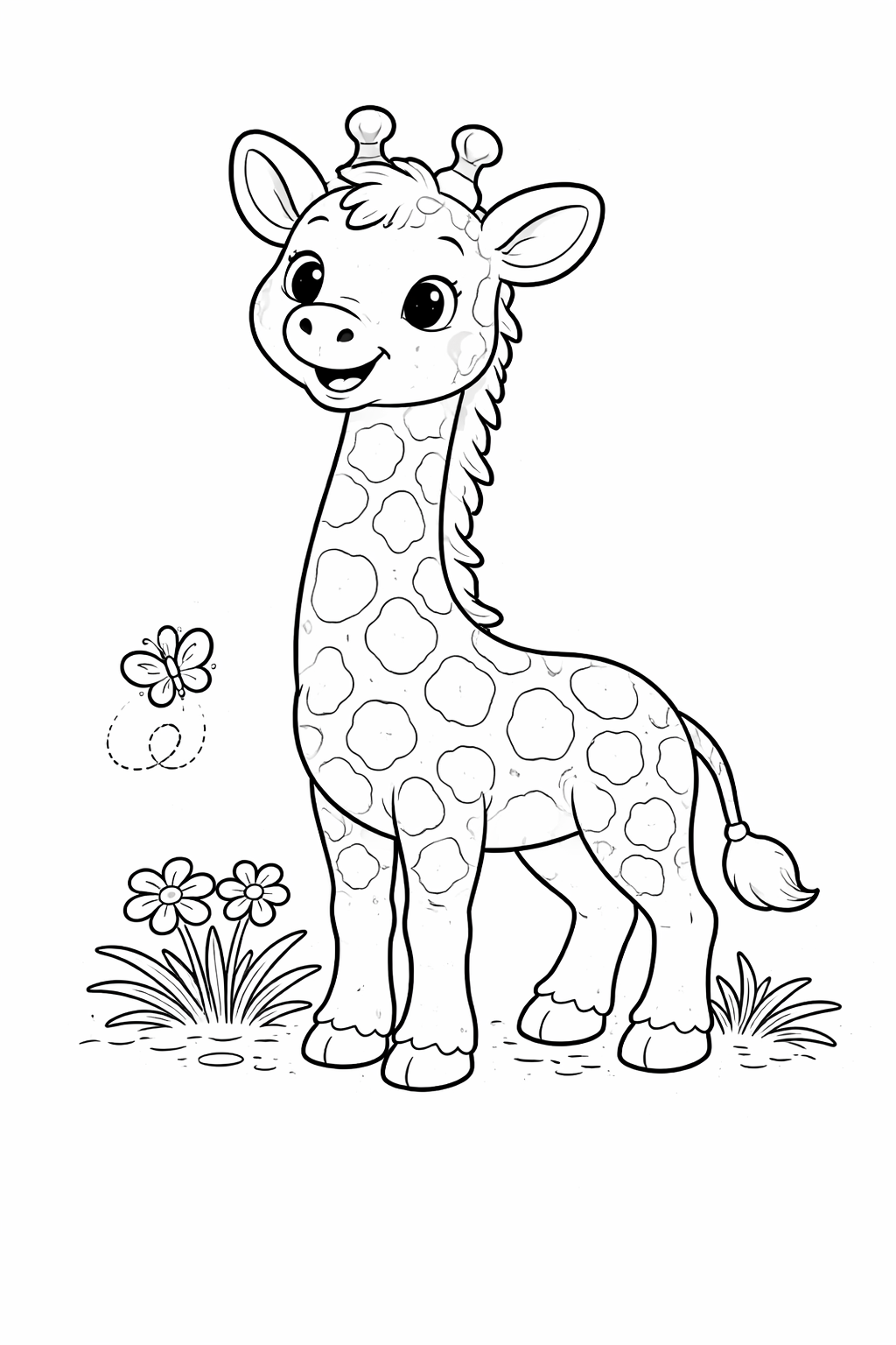 Kleurplaat vriendelijke giraf