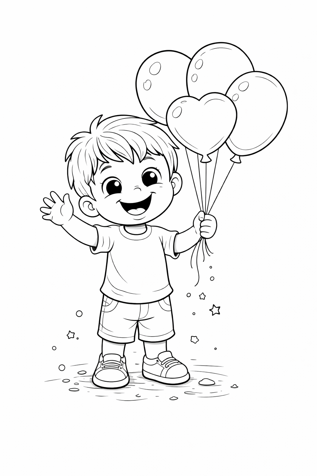 Kleurplaat kind met ballonnen