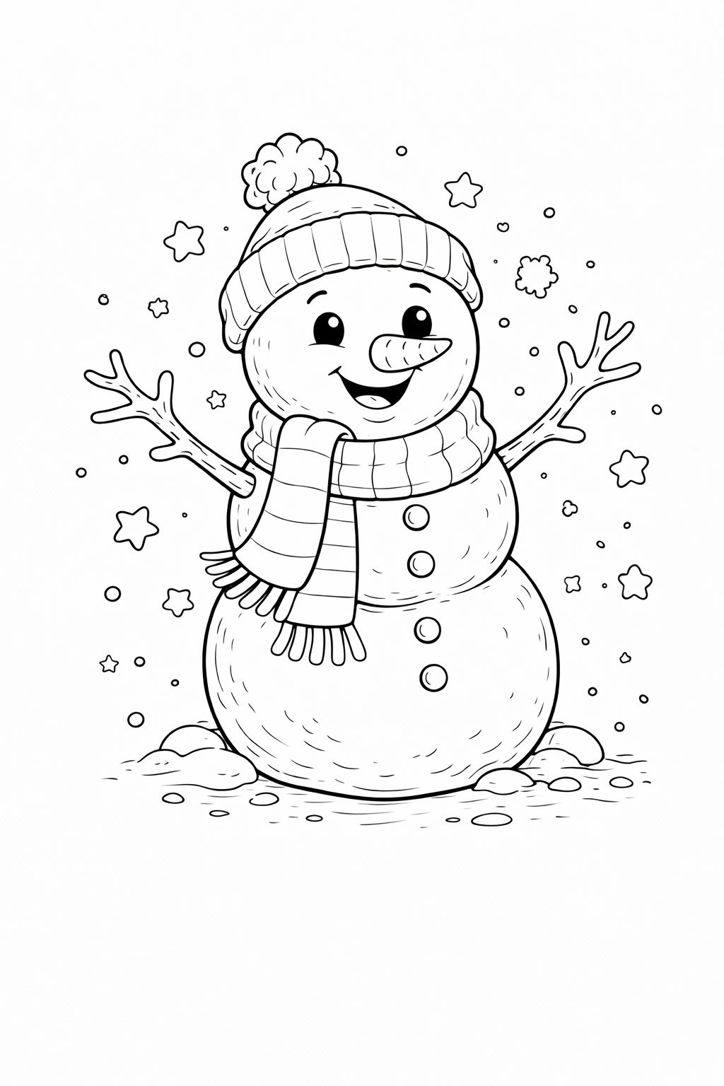 Kleurplaat sneeuwpop