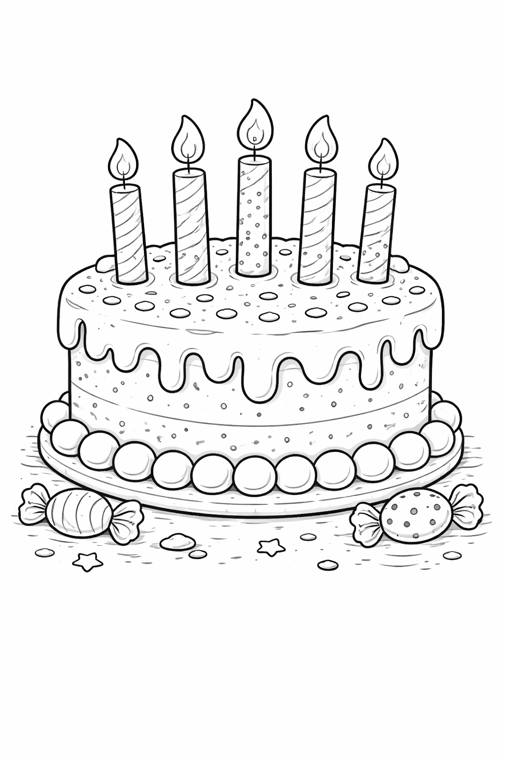 Kleurplaat verjaardagstaart