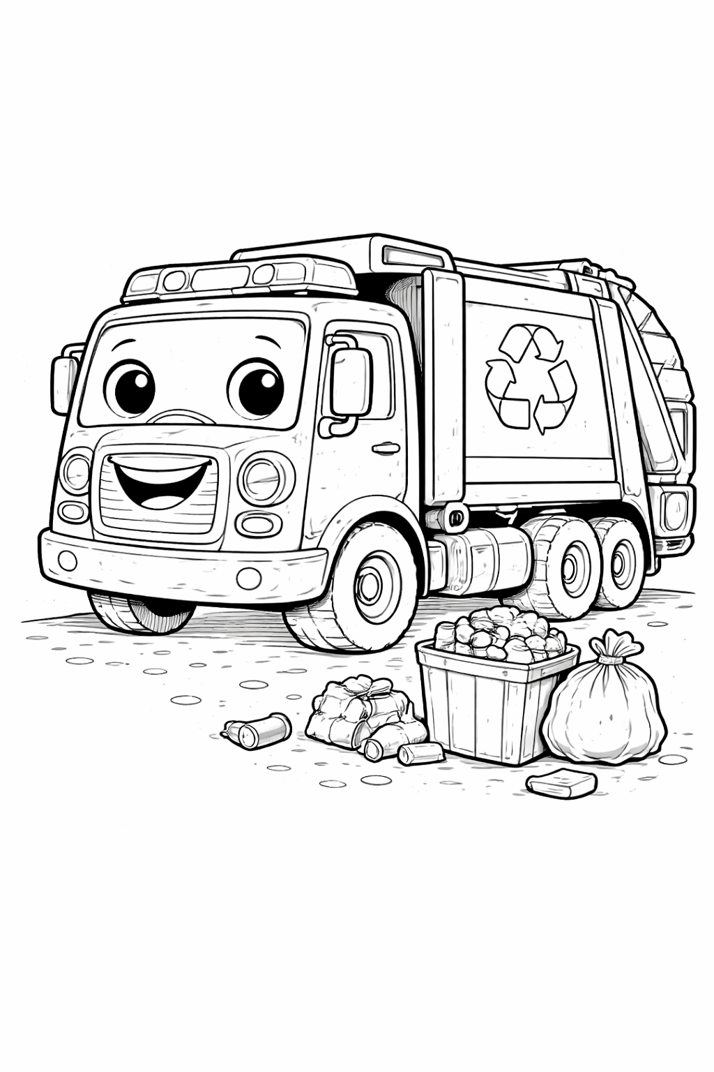Kleurplaat vuilniswagen
